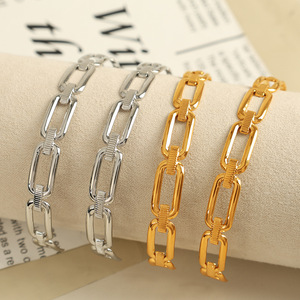Cross Border European American Style Chain Link <b>Bracelet</b> Titanium Steel 18K <b>Gold</b> Plated <b>Adjustable</b> Unisex Jewelry - Product Image 1
