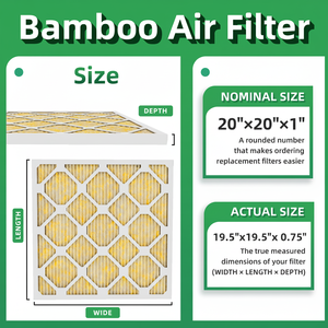 Filtre de remplacement pour système de ventilation de climatisation HVAC, 14*24*1, MERV13, fibre synthétique, écologique, haute capacité à la poussière - Product Image 1