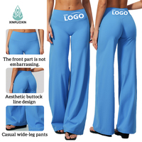 Pantalon de sport décontracté pour femme, taille haute, coupe large évasée, effet ventre plat, haute élasticité, anti-humidité, personnalisable avec logo