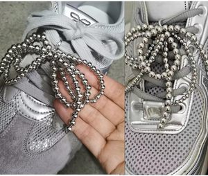 Breloques de chaussures en perles avec nœud pour baskets, décorations en perles, chaîne à nœud perlé avec boucle, accessoires DIY pour chaussures et baskets pour femme - Product Image 5