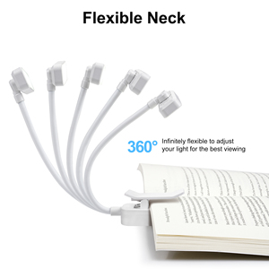 OEM Mini LED Book <b>Light</b> Portable Clip On Reading Lamp Flexible Neck Adjustable Brightness AA Battery Powered for Travel - Product Image 4