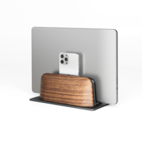 Accessoires informatiques en bois pour ordinateur portable support de support vertical Double support fixe Portable noyer téléphone ipad support en acier allié