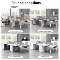 Ensemble de chaises de bureau modernes et minimalistes en PVC ignifuge pour postes de travail ; Élégants bureaux informatiques pour quatre personnes avec séparateurs d'écran