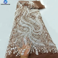 Nouvelles Perles Africaines de Mariage Broderie Dentelle Luxe Perles et Paillettes pour Robe de Mariée et de Soirée