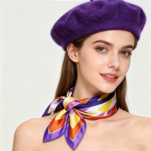 <span class=keywords><strong>Ensemble</strong></span> chapeau <span class=keywords><strong>béret</strong></span> et <span class=keywords><strong>écharpe</strong></span> en mousseline de soie de style coréen pour femmes, chapeaux seau à large bord avec imprimé floral, <span class=keywords><strong>écharpe</strong></span> carrée avec nœud papillon, couvre-chef - Product Image 5