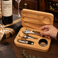Ensemble d'outils à vin en bois de bambou, 4 pièces : tire-bouchon, tire-bouchon sommelier, bouchon de bouteille, verseur anti-goutte pour bar à domicile