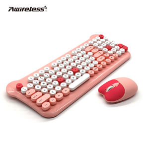 Teclado y Ratón Inalámbricos Retro con Teclas Redondas de Colores, Teclados Inalámbricos 2.4G, Ratón y Teclado Bonitos - Product Image 2