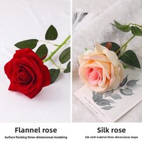 Premium Moderne Umweltfreundliche Handgefertigte Realistische Echt-Touch Samt Seide Rote Rosen Einzelblüten Hochzeitsdekoration DIY
