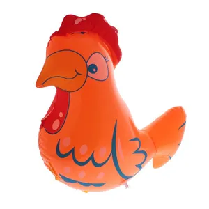 工厂环保乙烯基充气橙色公鸡耐用安全塑料吹气公鸡动物圣诞毛绒派对玩具