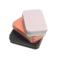 Contenants de stockage de chewing-gum en aluminium noir mat en métal vides rectangulaires personnalisés boîte en fer blanc avec couvercle à charnière