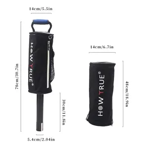 HOW TRUE Black Aluminum Nylon Golf Shag Bag Ball Retriever Pick Up Tool For Driving Range