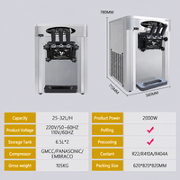 Machine à crème glacée intelligente à 3 têtes avec pré-refroidissement, machine commerciale à glace molle pour les boutiques de yogourt glacé et de gelato, 110V 220V