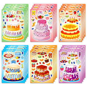 Hojas de pegatinas de dibujos animados para pasteles, calcomanías de papel adhesivas para decoración navideña, manualidades DIY para niños, suministros divertidos para fiestas de cumpleaños - Product Image 2