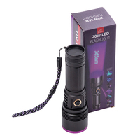 Lampe torche UV LED rechargeable 20W 365NM pour test de protection UV des verres de lunettes, détection de gemmes et de devises