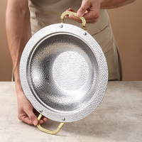 Plat de service de banquet en acier inoxydable de 32/34 cm, grande marmite à aliments pour hôtels et traiteurs en gros