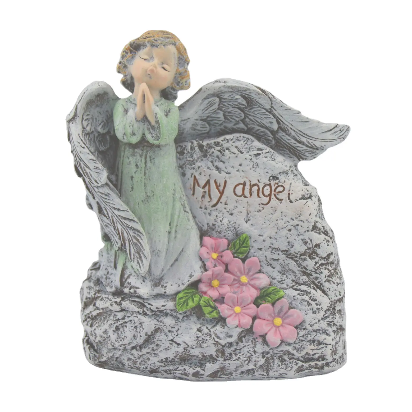 小さな天使の置物装飾庭の天使の頭石の墓の彫刻