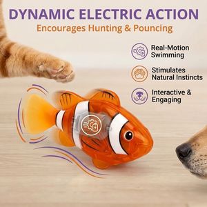 Juguetes para Gatos, Lindos Juguetes de Peluche, <span class=keywords><strong>Robot</strong></span> de <span class=keywords><strong>Juguete</strong></span> Interactivo con Inducción Magnética, <span class=keywords><strong>Pez</strong></span> Nadador Luminoso Eléctrico que Estimula el Instinto de Caza del Gatito - Product Image 4