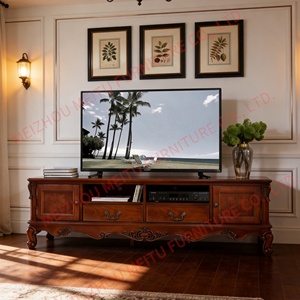 Meuble TV en bois massif sculpté à la main <span class=keywords><strong>de</strong></span> qualité supérieure avec tiroirs et armoires <span class=keywords><strong>de</strong></span> rangement - Grande console multimédia pour salons spacieux 71"W - Product Image 4