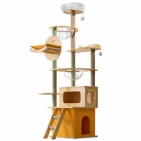 Arbre à chat en bambou avec lit capsule spatiale à double compartiment