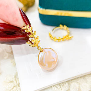 Base para Pendientes de Plata S925 con Soporte para Perlas DIY, Hebilla de Hoja para Perlas Redondas de 8-12mm, Accesorios 21179 - Product Image 2