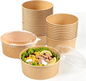 500ml/17oz Eco-Friendly Recyclable Reusable Food Grade Disposable Paper Plates Bowls Pizza Snack Salad Takeaway <b>Containers</b> - Product Image 1