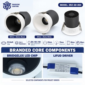 Faretto LED da Incasso Moderno 12W, Diametro 2,5 Pollici (75mm), Foro 83mm, CRI95, Riflettore Opaco Profondo, Downlight da <span class=keywords><strong>Soffitto</strong></span> - Product Image 2