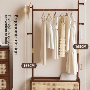 Nouveau modèle porte-manteau mobile en bois massif panier à vêtements sales roues meubles de maison chambre armoires à vêtements sur pied - Product Image 3