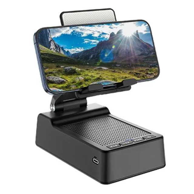 5000mah Mobile Phone Holder Wireless BT5.3 Speaker Anti-Slip Base HD Surround Sound Foldable Portable Compatible Tablets