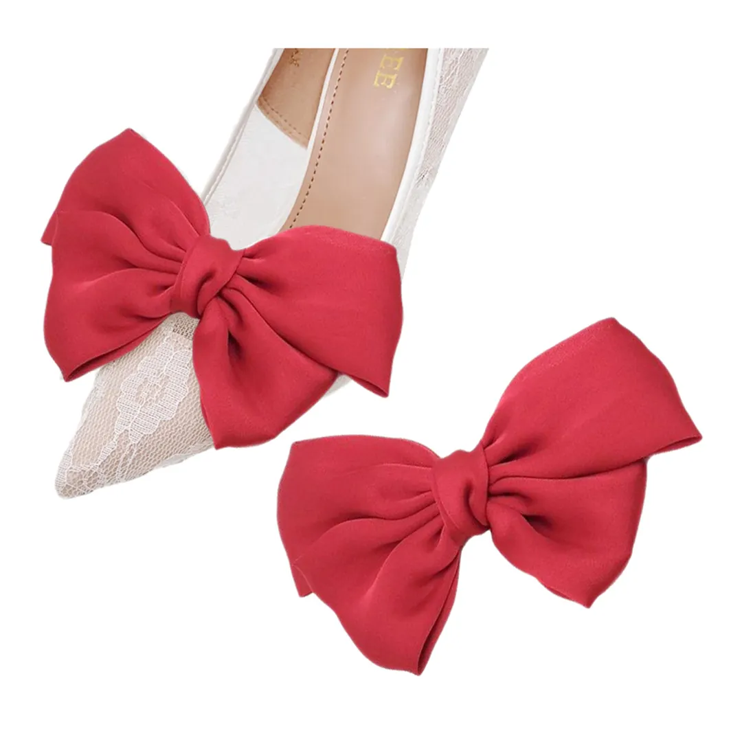 Satin Wedding Bow Giày Clip có thể tháo rời cao gót giày trang trí kim loại Giày Khóa Phụ Kiện