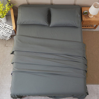 Ensemble de draps de lit promotionnels de luxe en microfibre brossée unie toutes saisons 100 % polyester, taille Queen, pour la maison