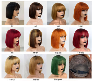 Peluca peruana recta de 30 pulgadas alineada con cutículas, vendedores mayoristas de cabello humano, peluca de máquina con flequillo - Product Image 5