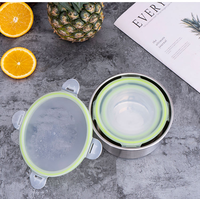 Gemakkelijk te openen sluiting roestvrijstalen vierkante lunchbox met plastic deksel, enkelvoudig, voor het bewaren van fruit en groenten.