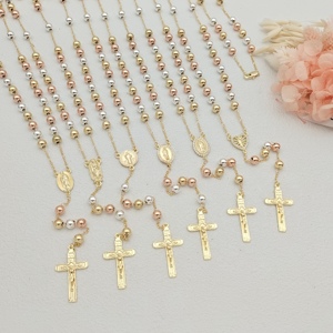 Collar de cuentas de oración de oro laminado de 14k de alta calidad, 6mm, con la imagen de San Judas y la Virgen María, joyería religiosa de gran venta. - Product Image 1