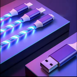 Streamer LED chảy ánh sáng nhanh chóng sạc 3 trong 1 Micro Loại C 3A nhanh chóng sạc Led sạc USB cho iPhone <span class=keywords><strong>Android</strong></span> type-c Cáp - Product Image 5