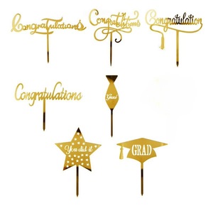 ท็อปเปอร์เค้กอะคริลิค รูปน้ำผึ้งและความหวาน สีทอง สำหรับตกแต่งเค้กในงานรับปริญญา ปี 2024 สไตล์ใหม่ - Product Image 3