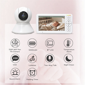 <span class=keywords><strong>Meilleur</strong></span> prix – Moniteur vidéo numérique pour bébé 6 pouces 720p avec détection des pleurs, batterie 5000 mAh et caméra audio-vidéo - Product Image 3