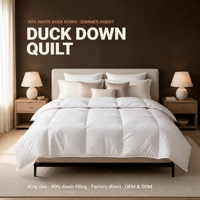 Couette en duvet de canard blanc certifiée RDS 90 %, légère, rafraîchissante, respirante, douce, anti-peluches, taille King, pour hôtel, OEM ODM