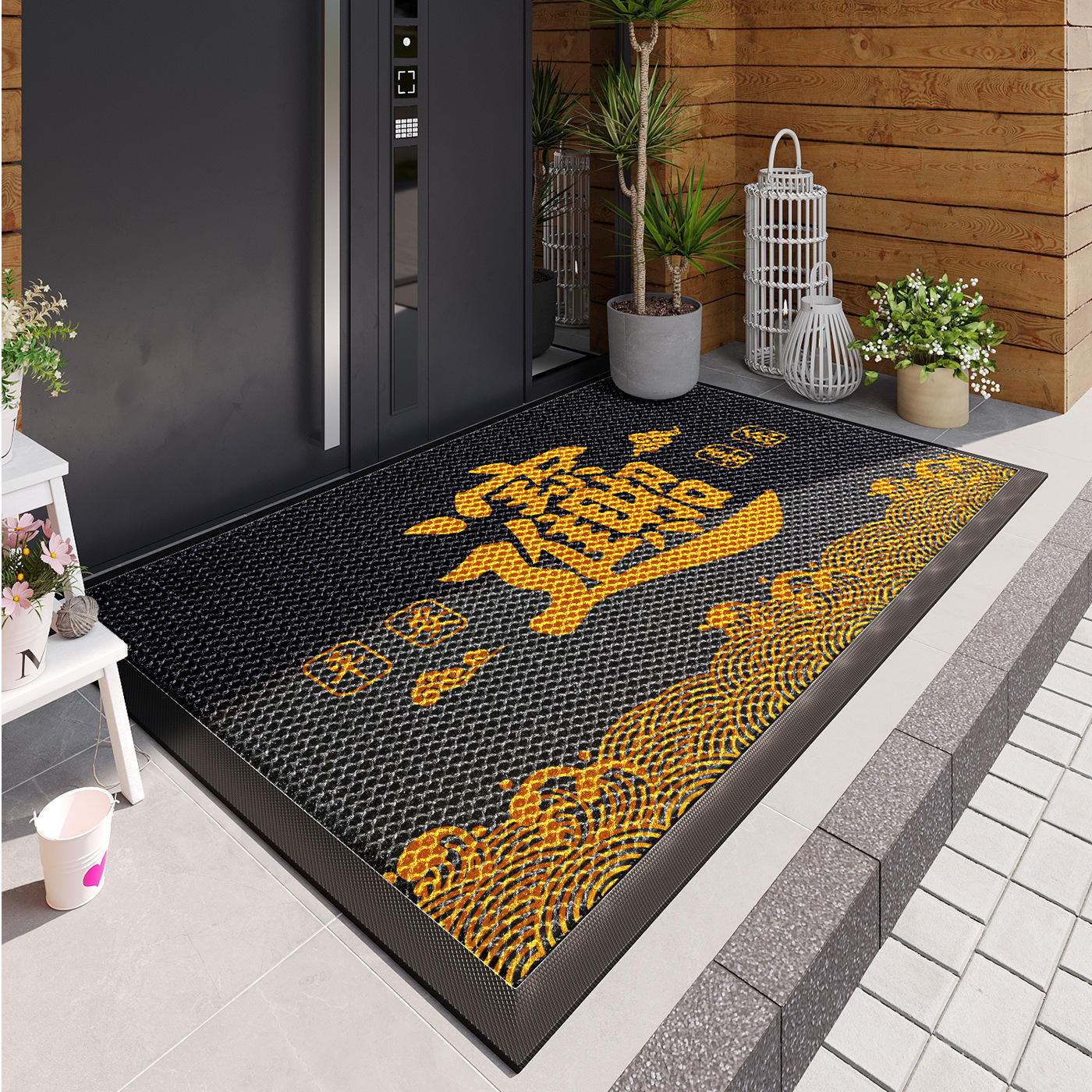 Paillasson Elastic King - Gris minimaliste paisible et prospère