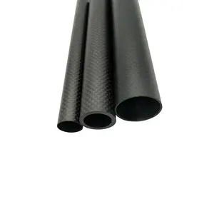 Factory produce high quality Glossy twill or plain weave 3k carbon fiber tube