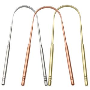 Professional Metal Tongue Cleaner Gold Stainless Steel Tongue Cleaners 304 Tongue <strong>Scraper</strong> for Adults and Kids - Product Image 3