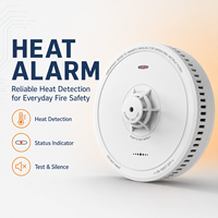 Détecteur de chaleur ABS autonome sans capteur de fumée, sans fil, à température fixe, installation facile, alarme à volume réglable pour incendie