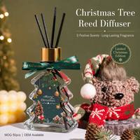 Diffuseur de parfum de Noël en forme de sapin, bouteille de 150 ml avec bâtonnets en fibre, senteurs sapin, cèdre, cannelle, sans parabène ni phtalate, végétalien, échantillon disponible