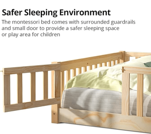 Letto <span class=keywords><strong>Montessori</strong></span> a Pavimento Personalizzato di Fabbrica all'Ingrosso, di Grande Successo, in Legno di Pino per Bambini con Contenitore per Soggiorno - Product Image 3