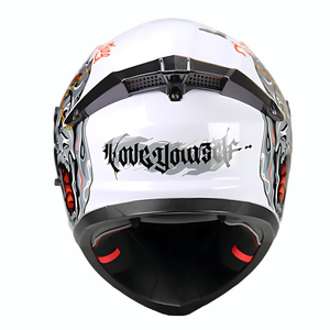 Casco da <span class=keywords><strong>moto</strong></span> integrale Unisex con <span class=keywords><strong>teschio</strong></span> bianco per uomini e donne, casco per adulti con varie decalcomanie eleganti. - Product Image 2