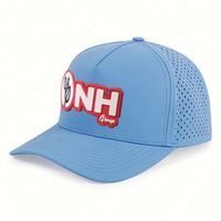 Casquettes perforées découpées au laser personnalisées à 5 panneaux avec logo en caoutchouc PVC, casquettes de sport imperméables de performance, casquettes de golf