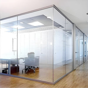 Diseño de interiores de oficina sin marco insonorizado de pared de vidrio templado de altura completa personalizado con puerta y partición de vidrio esmerilado - Product Image 3