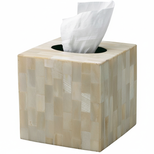 Caja de pañuelos cuadrada con incrustaciones de hueso Natural hecha a mano, elegante cubierta de servilleta de lujo para sala de estar, oficina, Hotel y baño - Product Image 1