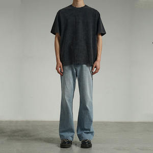 T-shirt pour homme en coton lourd respirant anti-froissement à manches courtes de style streetwear, tissu 260g, techniques de lavage à l'acide, techniques d'impression à l'écran - Product Image 4