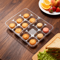 Barquette d'emballage transparente de qualité alimentaire jetable pour pâtisseries, divisée en 12 petites compartiments