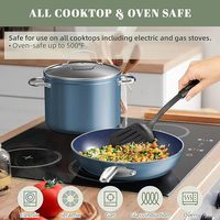 Ensemble de 7 ustensiles de cuisine antiadhésifs avec couvercle, ensemble de cuisine en aluminium avec revêtement antiadhésif, compatible lave-vaisselle et four